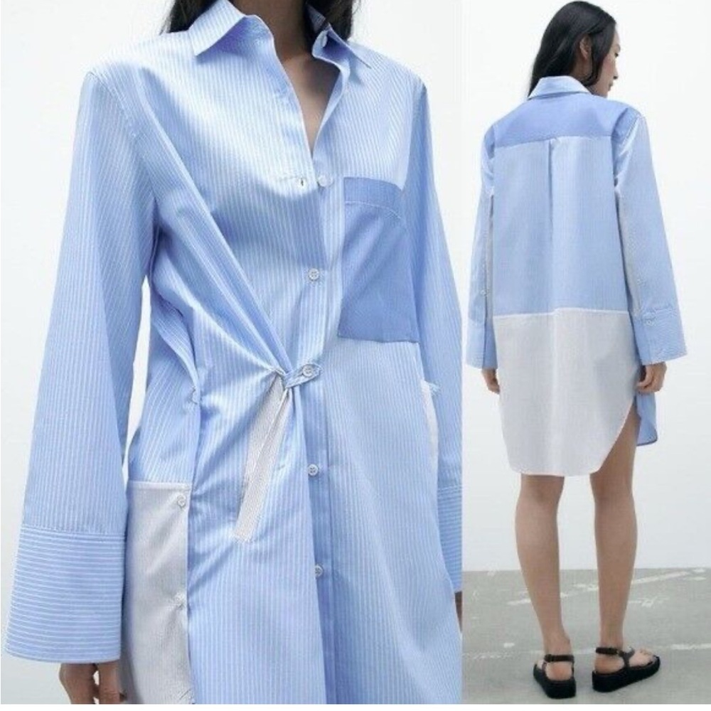 NWT ZARA Multi-position Garment Patchwork Shirt Dress